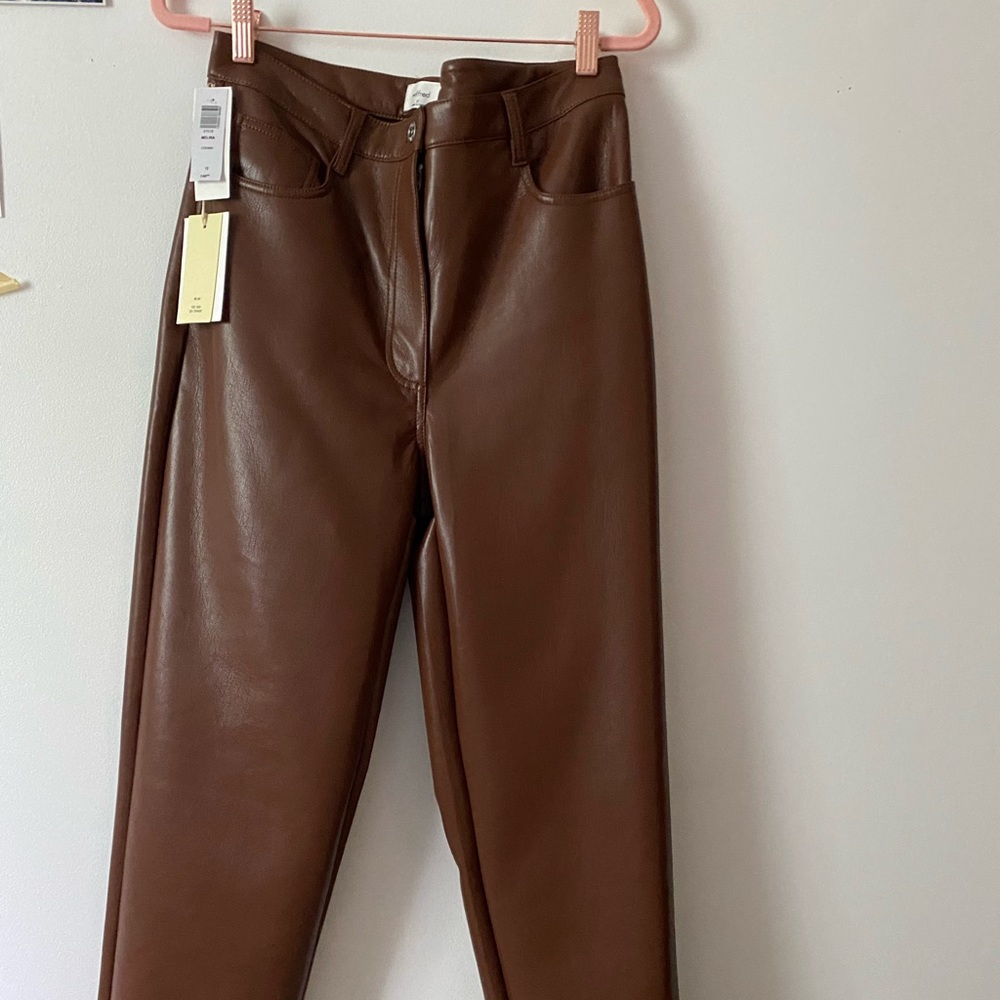 brand new cognac Aritzia Melina vegan leather pant